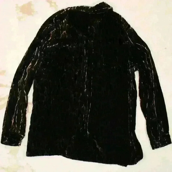 VINTAGE CHICO'S 80s 90s Silk Blend Velour Velvet Cheetah Print Button Up Top Med - Picture 12 of 12